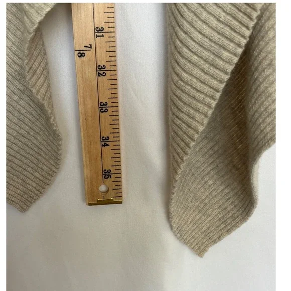 Eileen Fisher Cardigan PS Oatmeal Wool Ribbed Open Front Draped Langenlook - Picture 6 of 7
